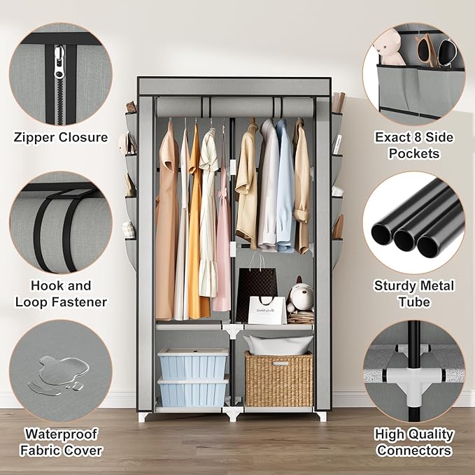 Portable Closet for Hanging Clothes, Portable Wardrobe Closet
