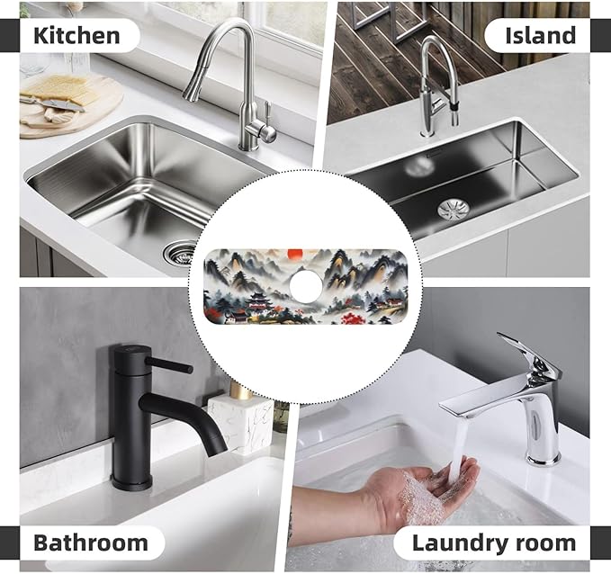 Chinese Sun Mountain Tower Garden Fashion Kitchen sink faucet pad, strong water