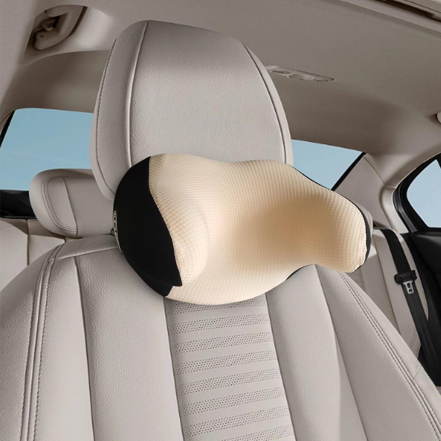 SPRFUFLY Make Relaxing Car Headrest Pillow, Car Pillow for Driving with Adjustable Strap, Breathable Removable Cover & Ergonomic Design - Softness Travel Car Neck Support Pillow(Black, 1PC)