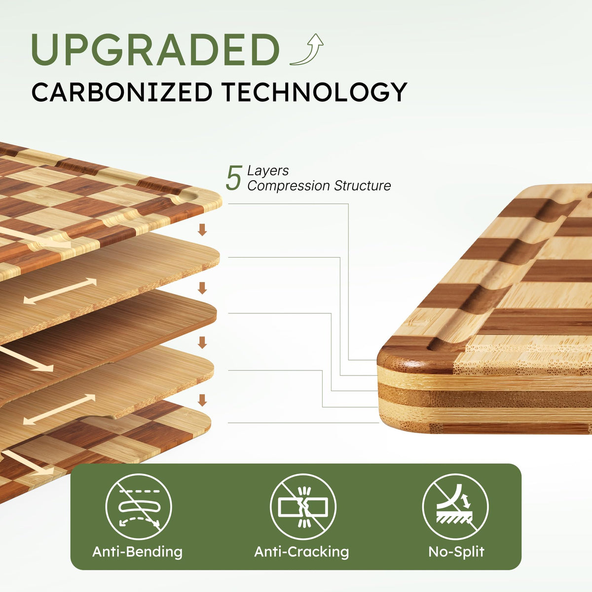 3 Pack Bamboo Cutting Board Set Checkered Wooden Cutting Board for Kitchen Non Toxic Charcuterie Board Serving Non Slip End Grain Wood Chopping Board for Meat Fruit Cheese Kitchen Housewarming Gift
