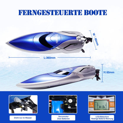 GizmoVine RC Boat, 2.4GHZ 15MPH High Speed Remote Control Boat with 2 Rechargable Batteries, Suitable for Pools/Lakes/Seaside, Double waterproof, Ship Model Gift for Adults & Kids
