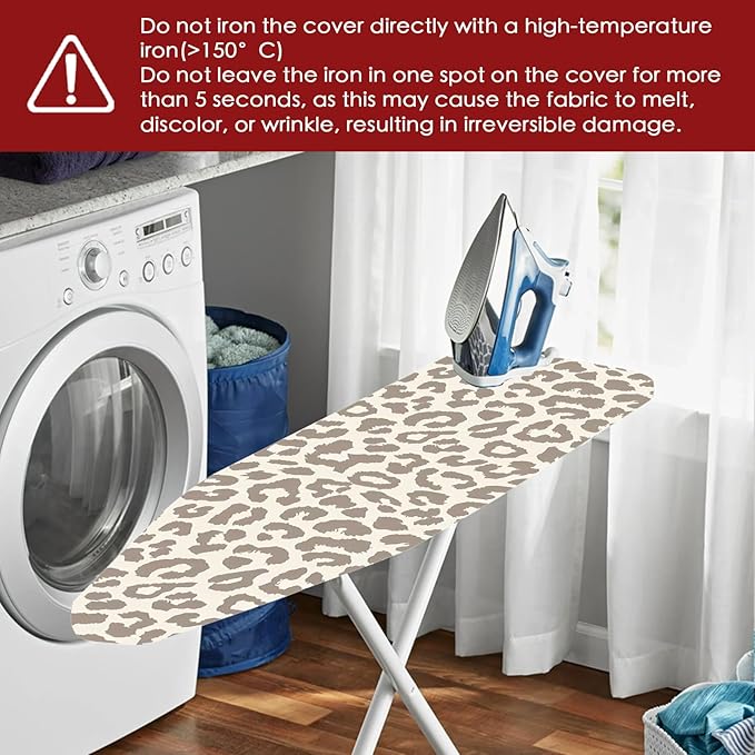 Nuxovilar Beige & Gray Leopard Print Pattern Ironing Board Cover, 15×54 inch