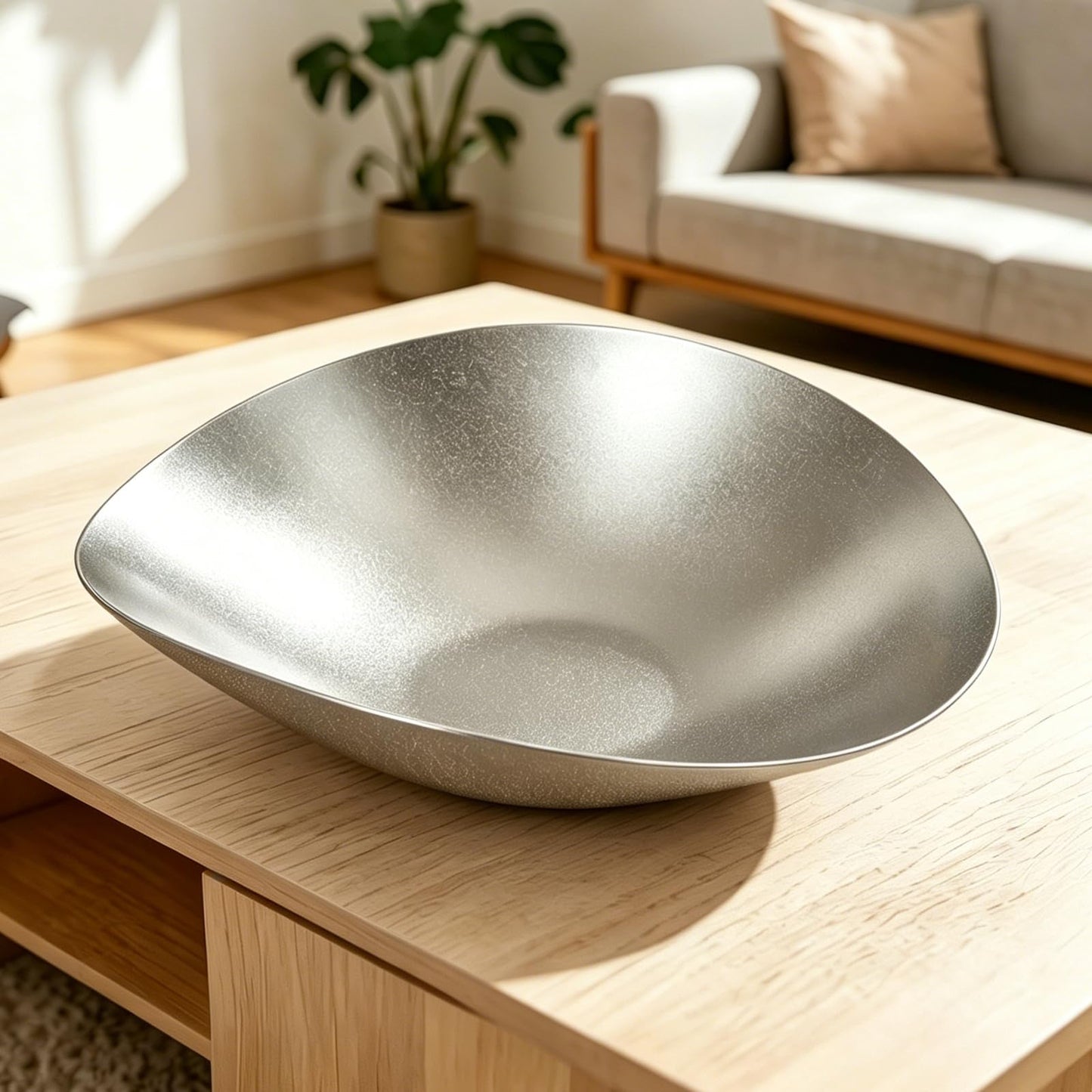 Candy Bowl, Candy Dish for Office Desk, 8.2" x 7.7" x 2.2" Stainless Steel Irregular Retro Candy Bowls Decorative, Candy Bowl for Office, Silver Metal Candy Dishes, Key Bowl For Entryway Table
