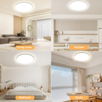 Yexati 30CM Bathroom Light 24W 3200LM 6000K/4000K/3000K IP54 Waterproof Ultra Thin Bathroom Lights Ceiling, Round Flush Ceiling Light for Kitchen Bedroom Toilet Porch Hallway Living Room Office
