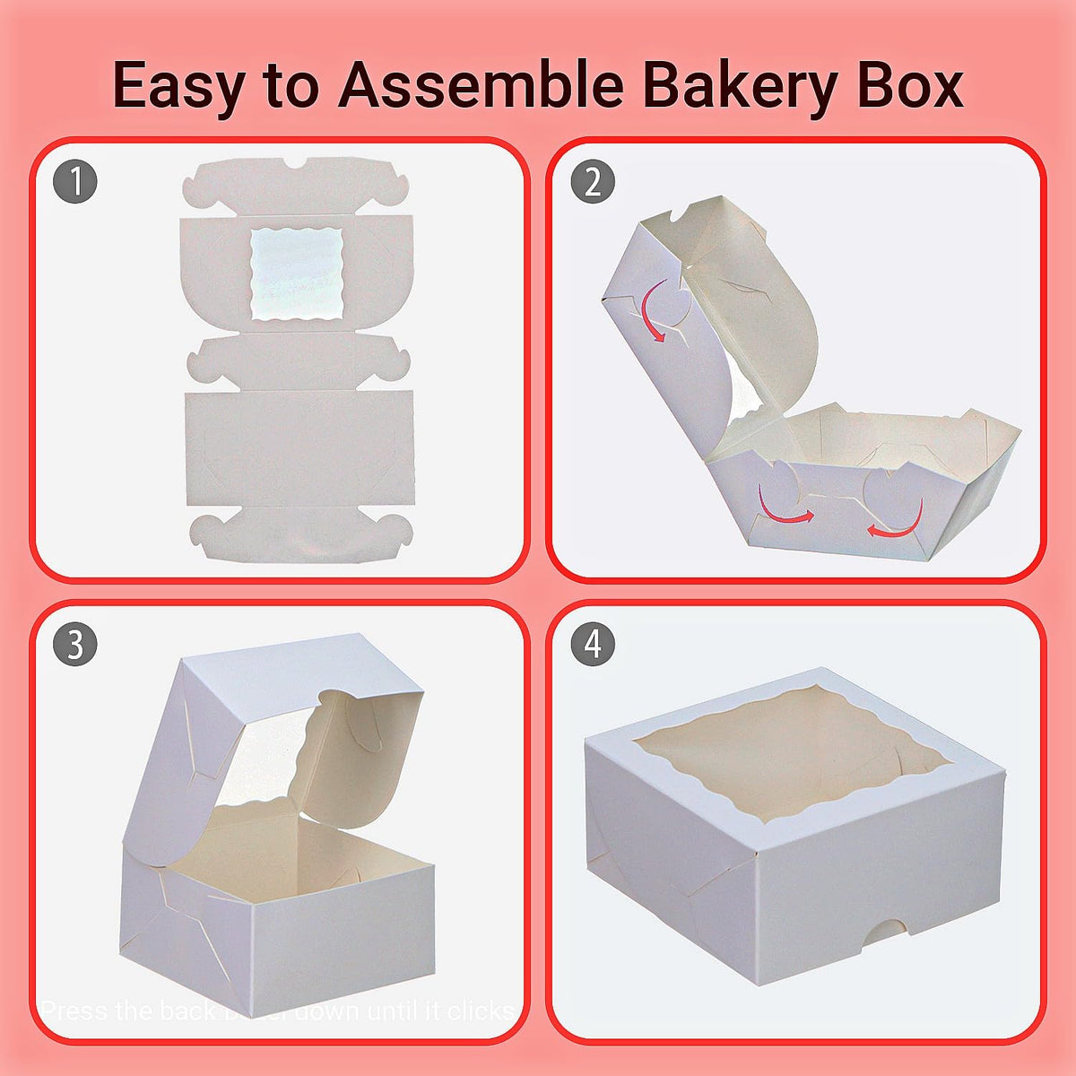 JCXGRVC 50Pack 4x4x2 Inch Cookie Boxes with Window Bakery Boxes Treat Boxes Truffle Boxes Party Wedding Favor