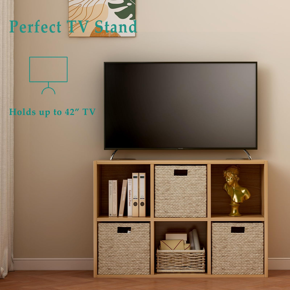 OSCHF 6-Cube Storage Shelf Bookcase - Wooden 3-Tier Floor Standing Open Bookshelf for Home and Office, Display Cabinet, Oak