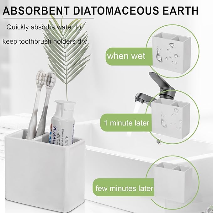 Diatomite Toothbrush Holder 2 Slots Tooth Brush Holder