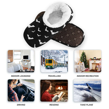 Umidedor Halloween Bats House Slippers Fuzzy Memory Foam Soft Slipper Socks for Woman Men, L Multi