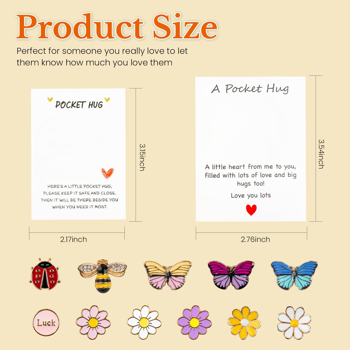 mountova 10 Sets Pocket Hug Card with Cute Mini Size Tokens, DIY Sentimental Gift for Encouragement Anxiety Relief & Emotional Support – Inspirational Keepsake for Friends Family Kids & Loved Ones