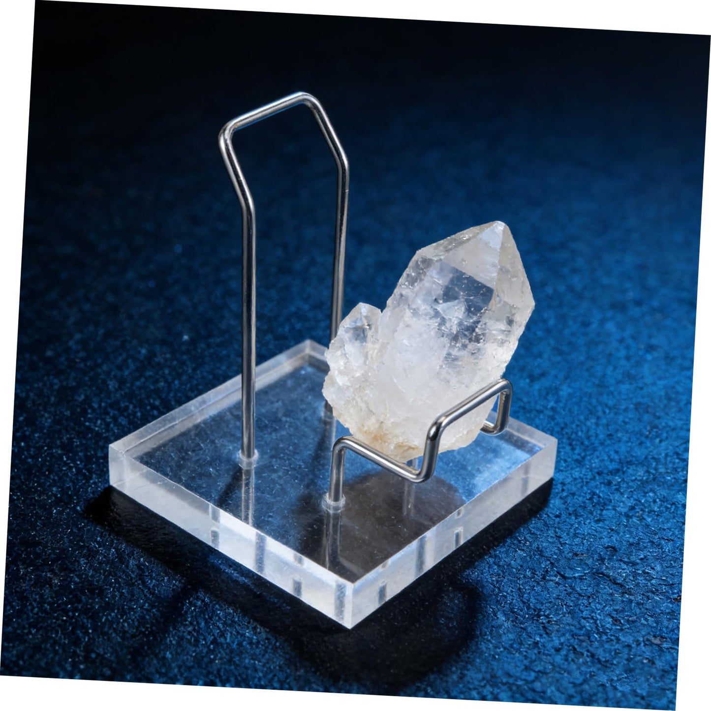 Sosoport Acrylic Crystal Mineral Display Shelf Large Acrylic Display Rack with Silver Iron Frame for Retail Store Office Party Decoration