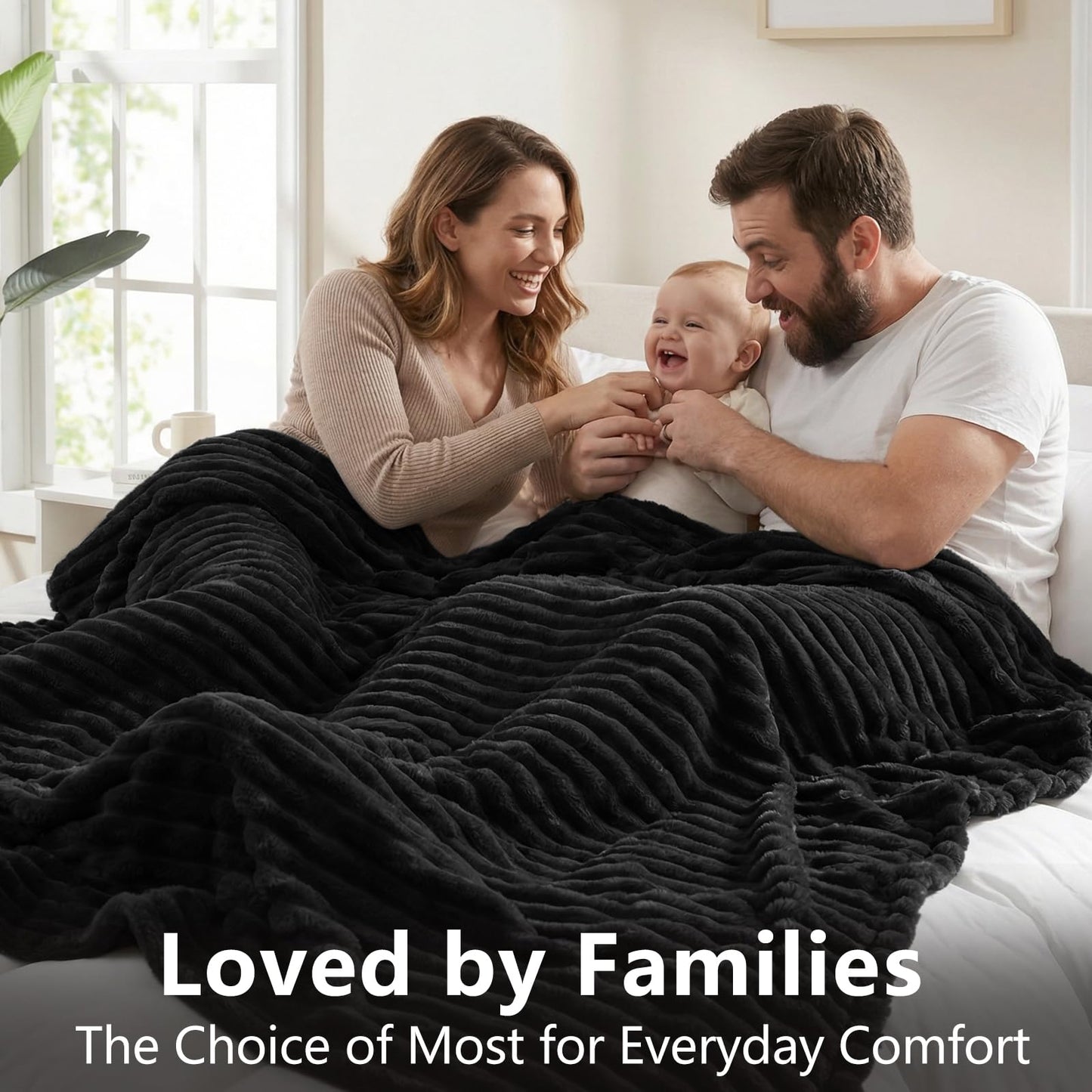 HIMEET Fleece Black Throw Blanket for Bed - 300GSM Ribbed Soft Cozy Dog Blanket for Couch, Graduation Birthday for Men Dad Women, College Dorm Essentials Room Throws, 50x60 Inches