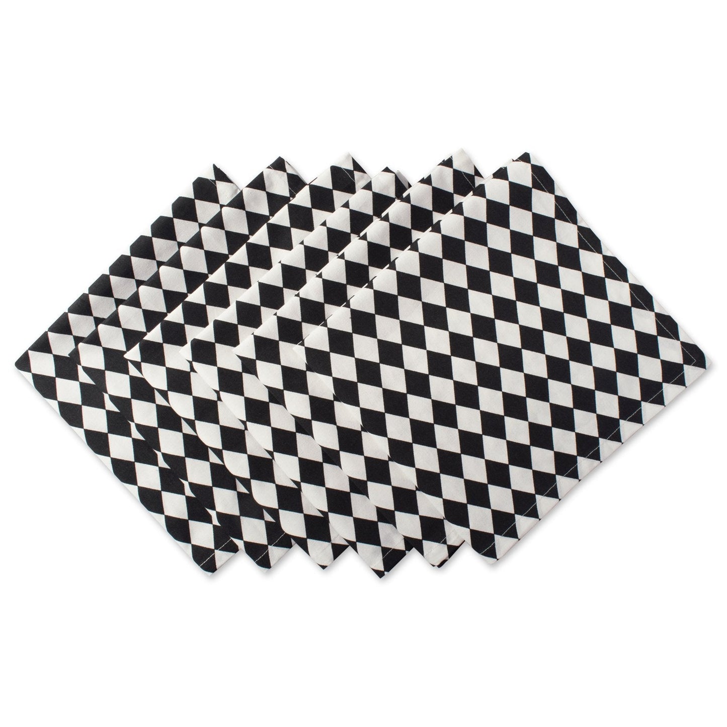 DII Halloween Tabletop, Harlequin Collection, Napkin Set, Black and Cream 6 Piece