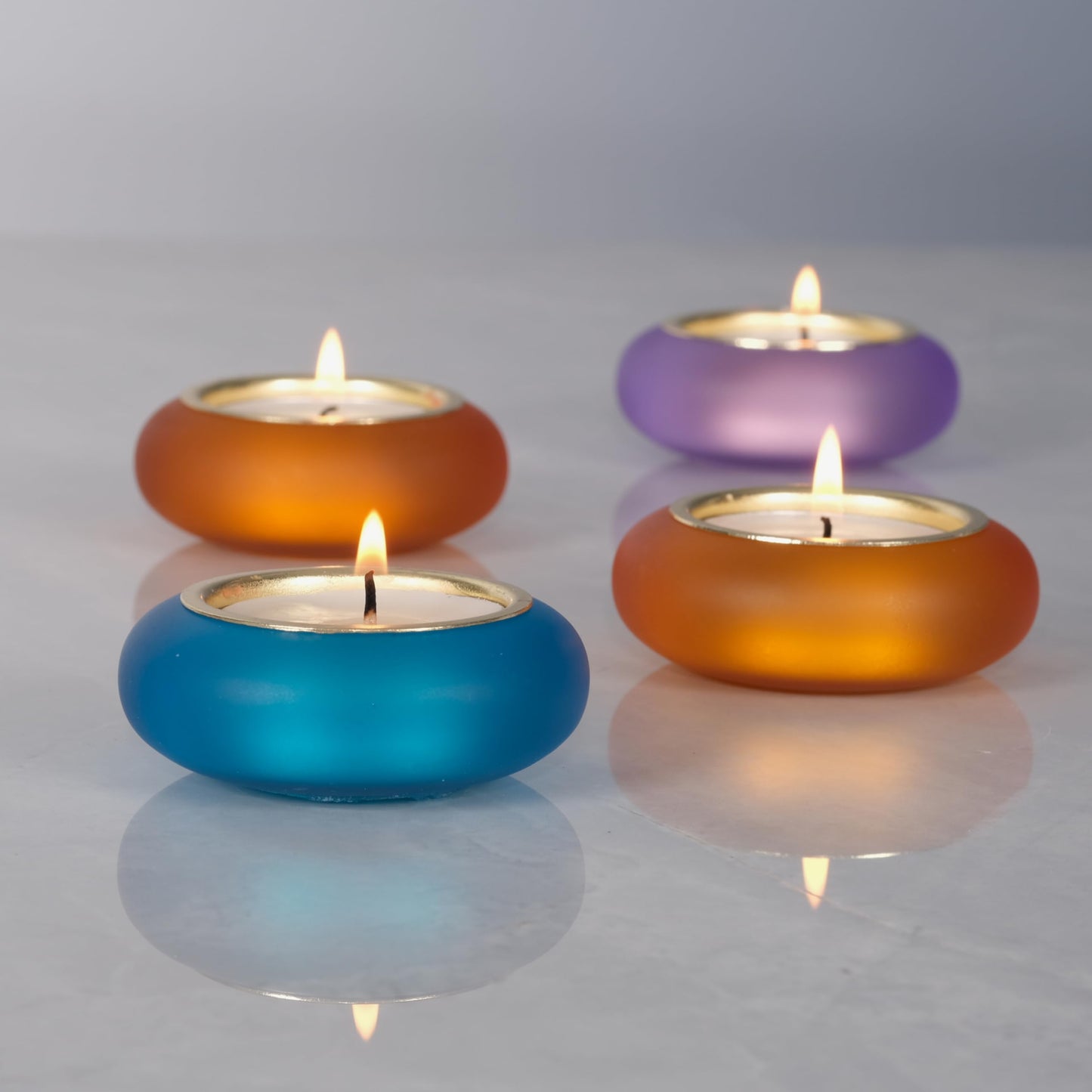 ICNBUYS Handmade Decorative Pebble Tealight Candle Holders Set of 2 - Handcrafted Home Decor Accent for Calming Earthy Aesthetic Peacock Blue Matte Finish Resin Diameter 2.6 inches