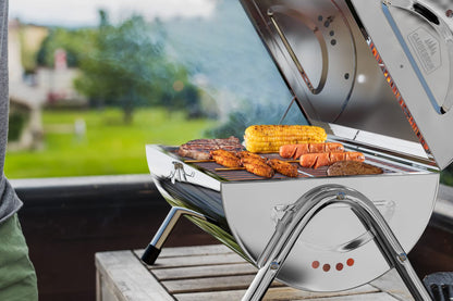 Gardebruk Portable Folding Stainless Steel Double Grill Surface Charcoal Grill for Travel, Camping, Picnics