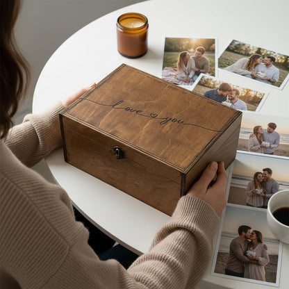 Mooniki Love You Memory Wooden Box, Large Wooden Keepsake Box 11.6" x 8.7" x 5", Wedding Gift For Couples, Engraved Memory Love Letter, Birthday Valentine Gift For Wife Girlfriend Husband Boyfriend