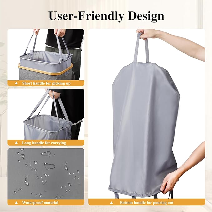 Large Laundry Hamper, 75L Waterproof Laundry Basket