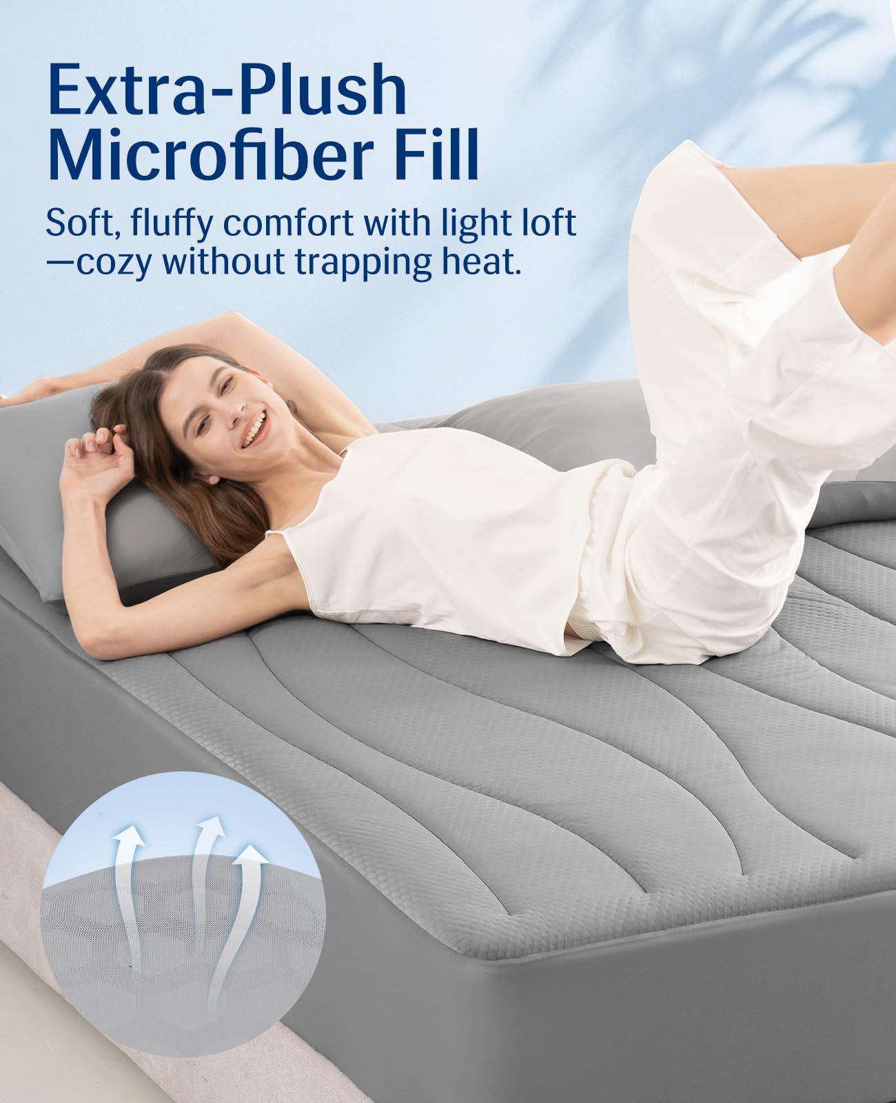 Elegear Cooling Mattress Pad Queen, Upgraded Arc-Chill® 3.0 + PCM Cooling, Stay Cool All Night, Breathable & Soft, Deep Pocket 18", Washable Mattress Protector for Hot Sleepers, Gray