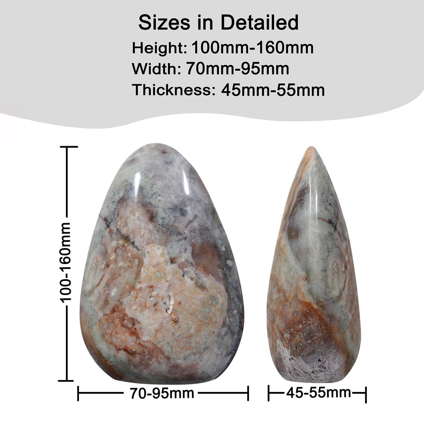 Nupuyai 458g-683g Natural Ocean Jasper Stone for Home Decor, Irregular Self-Standing Stone Specimen Polished Statue for Prayer, Meditaion