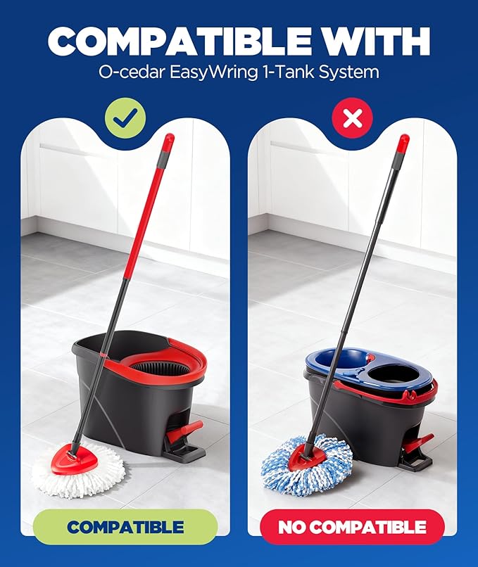 4-in-1 Mop Heads Replacements for O Cedar EasyWring 1 Tank System, Includes 1