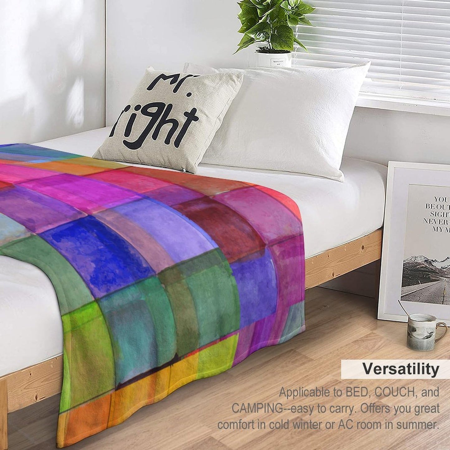 Colorful Checkered Throw Blanket,Retro Grid Plaid Rainbow Pattern Soft Cozy Warm Flannel Blankets for Sofa Couch Bed Gifts for Lover Kids Girls Boys Women Adults 30x40 Inch