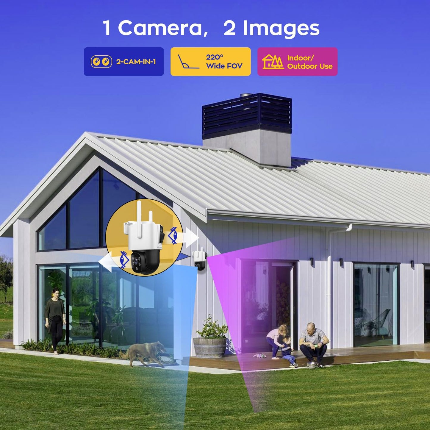XMARTO [12 Dual-Lens Camera Bundle] 24-View Long Range WiFi6 Mesh Security System, 16CH 4K Dual Band NVR, 4MP 180°+Static FOV & 360°PTZ AI Tracking, 24/7 Plug-in Surveillance, 1TB HDD, No Monthly Fee