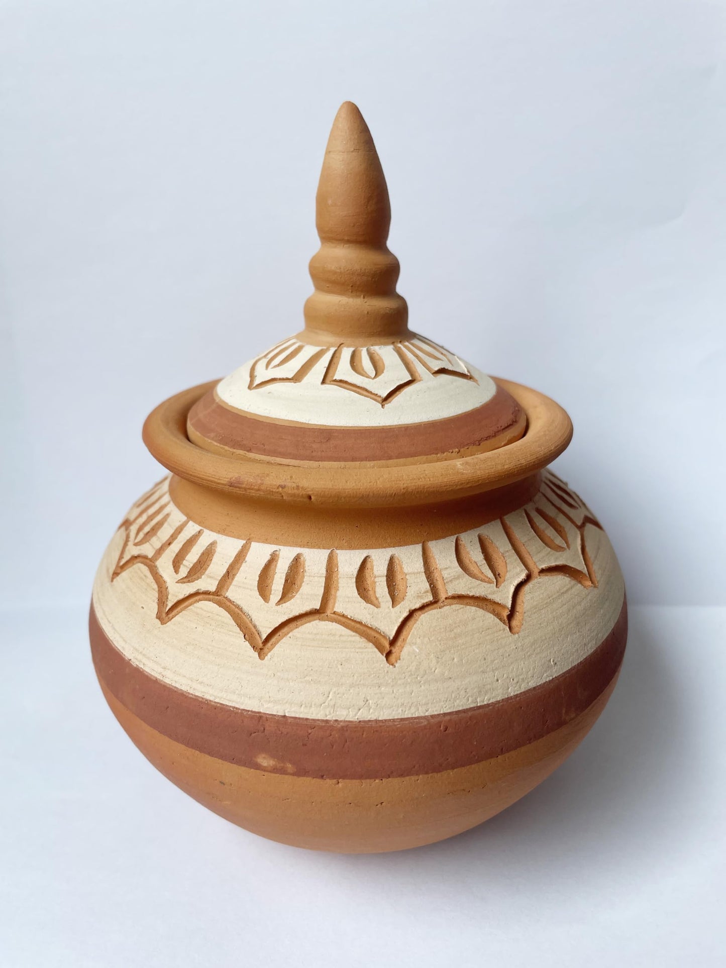 YISSEN RISEON Handmade Terracotta Salt Storage Container with Lid Decorative Canister Jar, Candy Container Holder Countertop Organizer, Farmhouse Kitchen Terra cotta Decor
