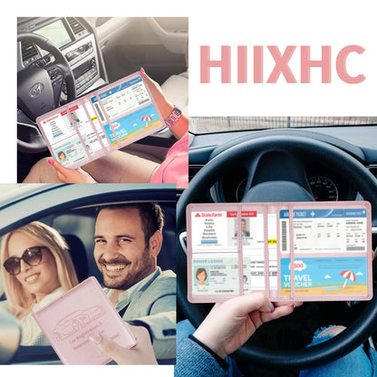 Car Registration and Insurance Holder, 5.5 x 5 Inch PU Leather Vehicle Glove Box Organizer Wallet Case Organizer for Insurance Card, Driver License, Essential Document, Paperwork