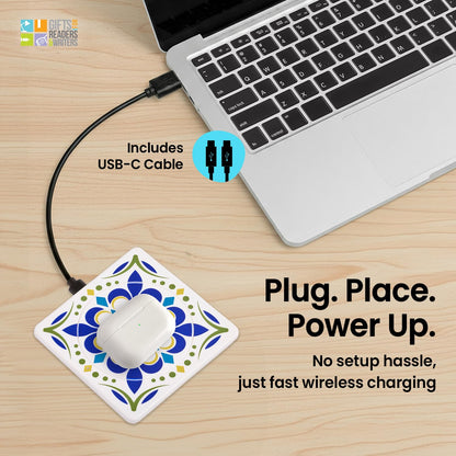 Gifts for Readers & Writers Wireless Charger, 15W MagSafe- Compatible Charging Pad, Portable & Magnetic Fast Charging Station, ZipCharger for iPhone & Airpods, Tile