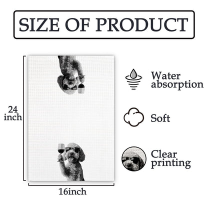 FIicy Goldendoodle Gifts Wine Kitchen Towels, Gifts for Golden Doodle Dog Wine Lovers Decorative Hand Dish Towel for Kitchen Home Bar, Funny Golden Doodle WineLover Home Bars Kitchen Decor(16x24inch)