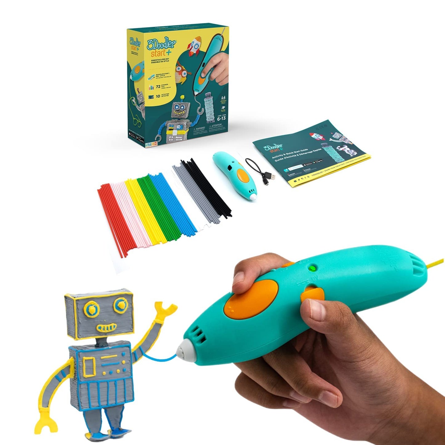 3Doodler Start+ 3D Pen Set for Kids, Easy to Use, Learn from Home Art Activity Set, Educational STEM Toy for Boys & Girls Ages 6+