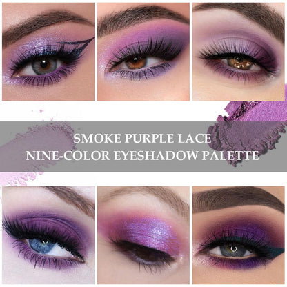 ORANOT 9Colors Eye Shadow Palettes Makeup,Dark Purple Plum Lavender Mauve Black Smoky Eyeshadow Palette for Older Women Natural Powde Eye Shadows Waterproof Long Lasting Naturing-Looking