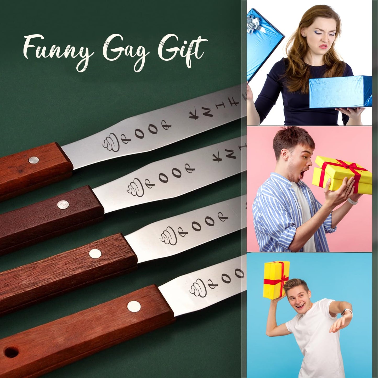 Jsuslife Poop Knife, 12IN Durable Metal Poo Knife for Toilet Block, Extra Long Wood Handle Poop Stick Prank Funny Gag Christmas Gift for Adults and Kids