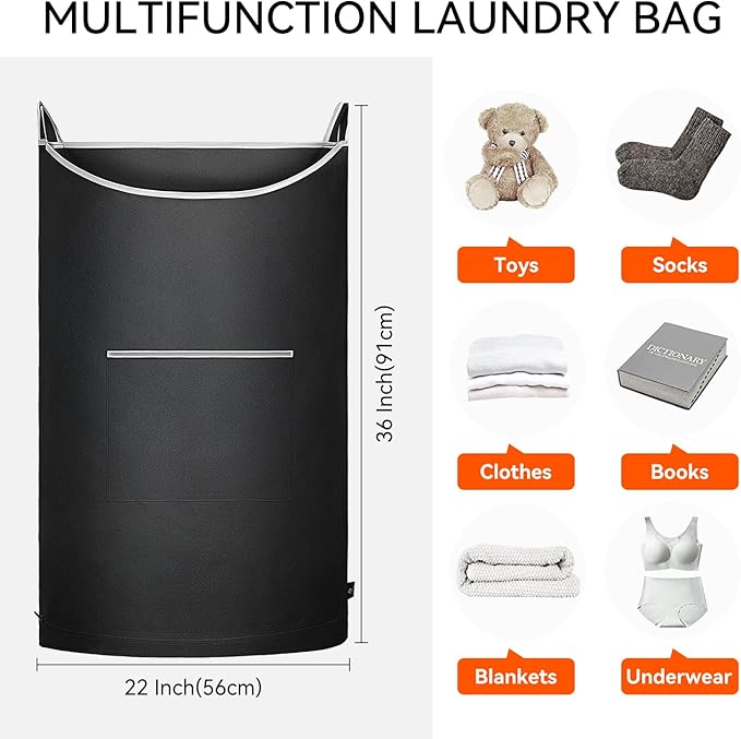 XL Hanging Laundry Hamper, Over Door/Wall Mount, Large Capacity, Modern Design