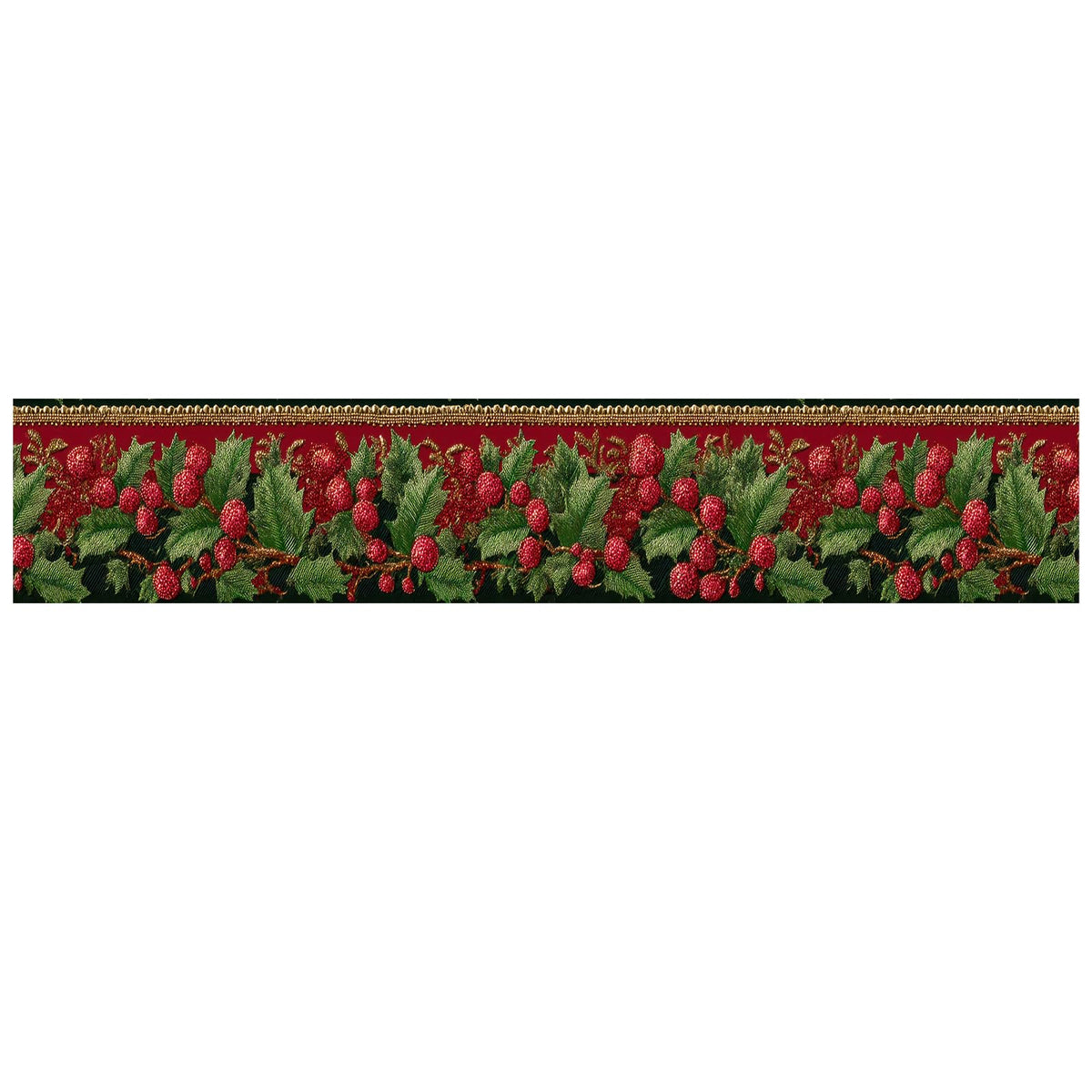 IOHEFY Christmas Red Berry Wallpaper Border 196x4 Inch Peel and Stick Wall Border Self Adhesive Holiday Green Leaf Removable Vinyl Trim for Living Room Bedroom Bathroom Kitchen Cabinet Decoration