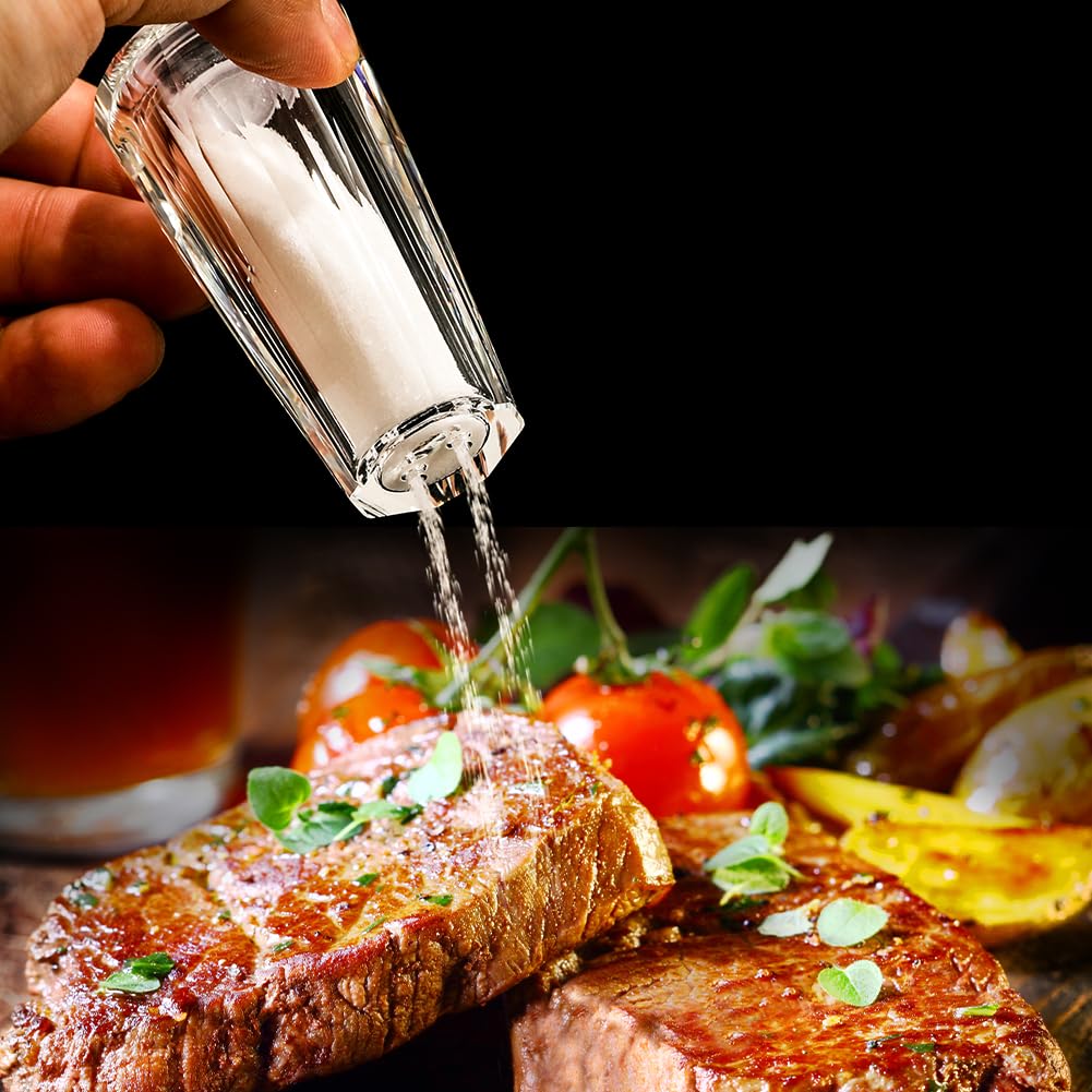 Maxistal Salt and Pepper Shaker Set Spice Dispenser Refillable Design Cut Crystal Seasoning Shaker Kitchen Decor for Cooking Table,RV,Dinner Party,Camping BBQ (T-03)