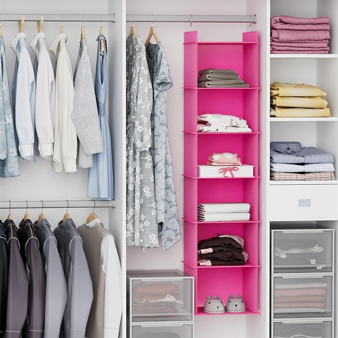 YOUDENOVA Hanging Closet Organizer, 6-Shelf Closet Hanging Shelves