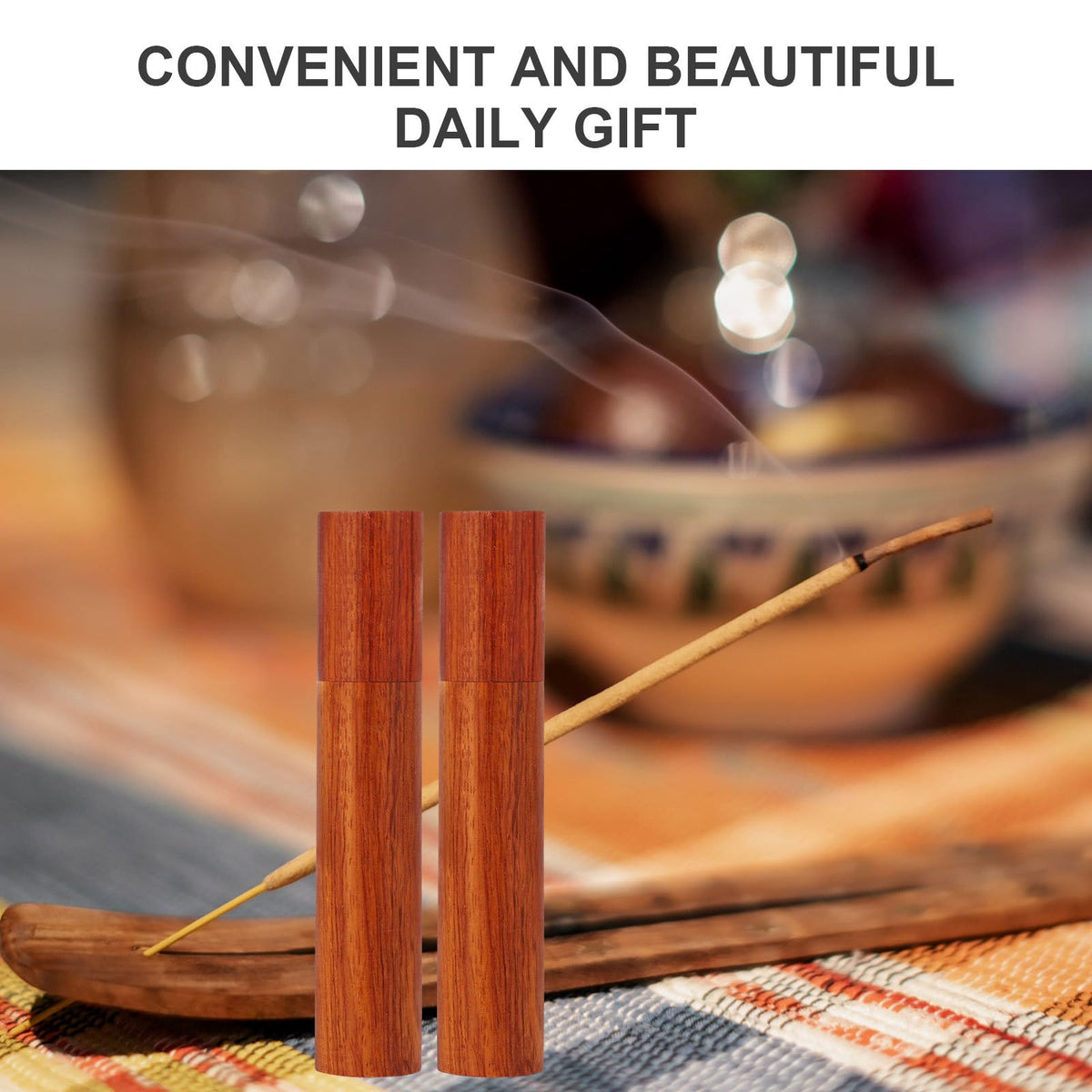 HOMSFOU Natural Incense Tube Storage Holder with Sealing Cover Portable Wooden Incense Stick Storage Tube for Home Decor and Travel Compact 4.92X3.30X0.82 Inch
