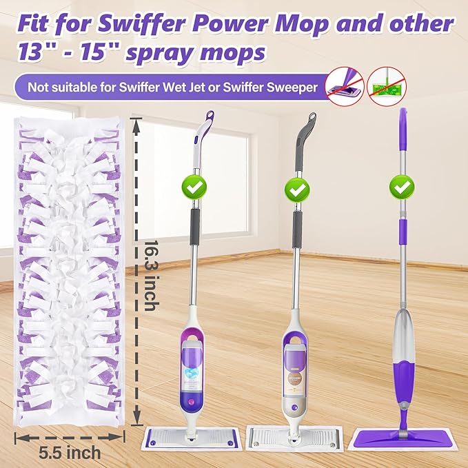 Mop Pads Refills for Swiffer Power Mop: 30 Pcs Wet Dry Disposable Pad for