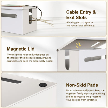 Metal Cable Management Box - Large Cable Organizer Box and Power Strip Box for Electrical Cord Hiding, Home Office Desk and Floor Cables Hider, TV Wires Storage Organization