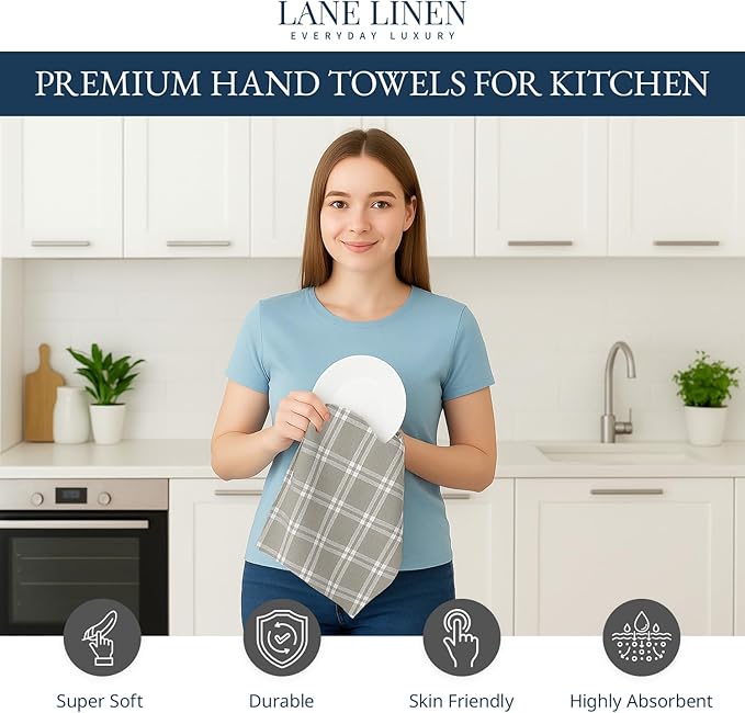 LANE LINEN Cotton Kitchen Towels Set, Quick-Drying Dish Towels, Tea Towels