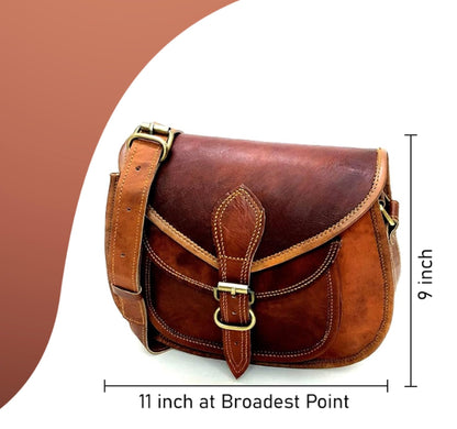 Firu-Handmade Women Vintage Style Genuine Brown Leather Crossbody Shoulder Bag Crossover Satchel ladies Purse Tote Handbags Travel