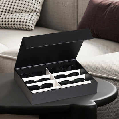 AUTOARK Leather 8 Slot Sunglasses Organizer,Eyeglasses Holder for Men Women,Multiple Glasses Display Case,Black,MKAW051