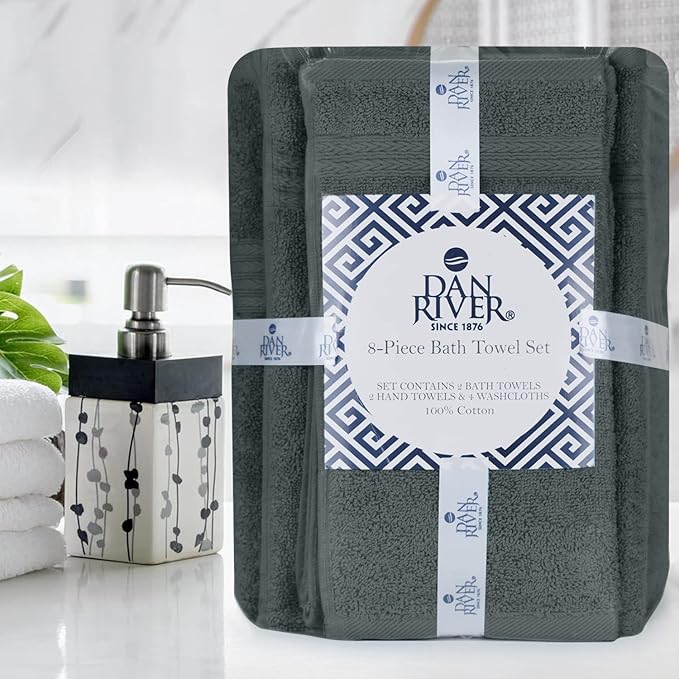 DAN RIVER 8 PC Luxury Bath Towels