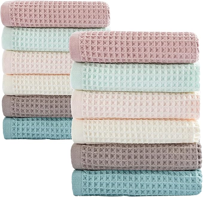12 Pcs 13" x 13" Waffle Weave Kitchen Dish Cloths Set, 100% Cotton Super