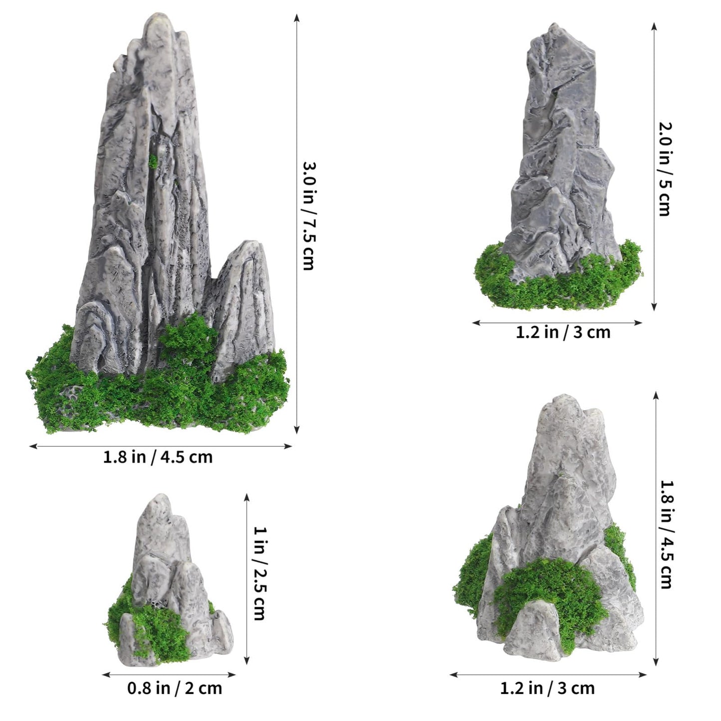 8Pcs Mini Rockery Zen Garden Accessories, Miniature Mountain Terrarium Decor for Bonsai Tree, Realistic Resin Rocks Figurines for Fairy Garden, DIY Plant Pot
