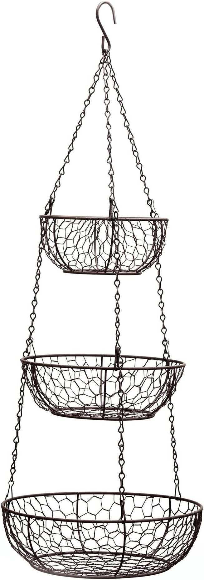 RSVP International Hanging Storage Collection 3-Tier Baskets, Bronze Chicken