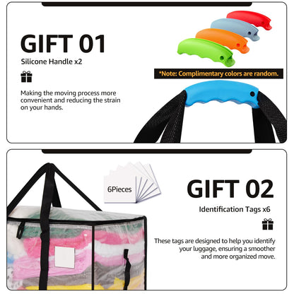 Moving Bags Heavy Duty Extra Large, Alternative for Moving Boxes & Moving Supplies,Clear Storage Bins with Lids, Plastic Packing Tote, Storage Bags for Clothes with Handles & Zippers(Clear, 6 Pack)