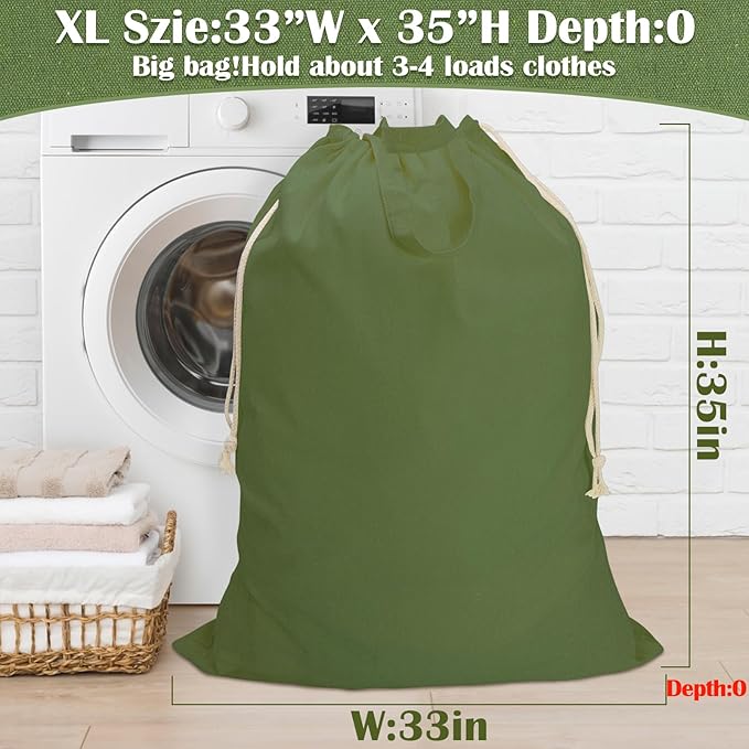 Canvas Laundry Bag 33"Wx 35"H, Thick Cotton Laundry Bag