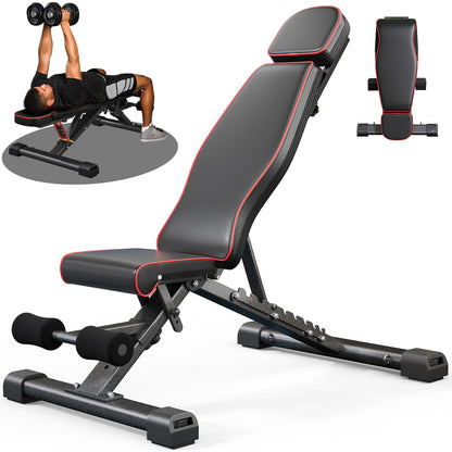 YOLEO 880LB Adjustable Weight Bench for Bench Press, MAX Foldable Weight Bench with Bench Press Stand/Extended Head for Home Gym/Full Body Workout 90 Degree Workout Bench User 6'56''(Max Version)