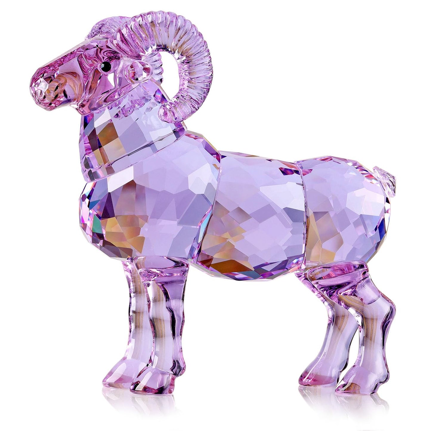 DOJOZ Realistic Animal Crystal Goat Art Figurine Collection Table top Ornament Statue Home Decor (Purple)